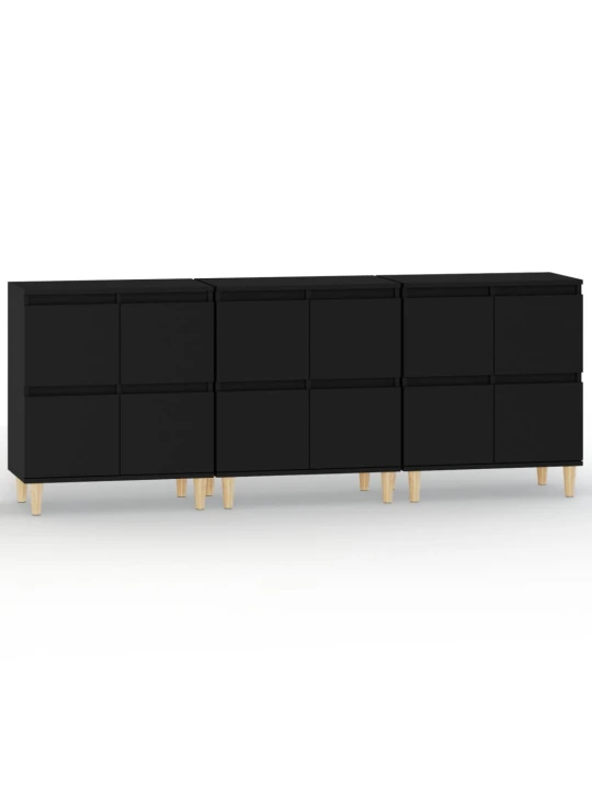 Příborníky 3 ks černé 60 x 35 x 70 cm kompozitní dřevo