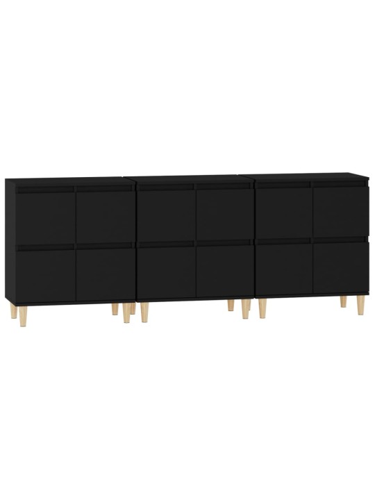Příborníky 3 ks černé 60 x 35 x 70 cm kompozitní dřevo