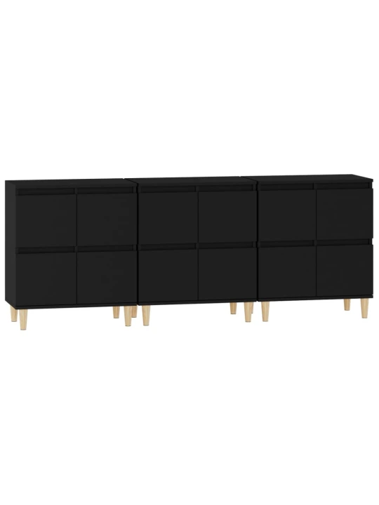 Příborníky 3 ks černé 60 x 35 x 70 cm kompozitní dřevo
