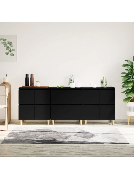 Příborníky 3 ks černé 60 x 35 x 70 cm kompozitní dřevo
