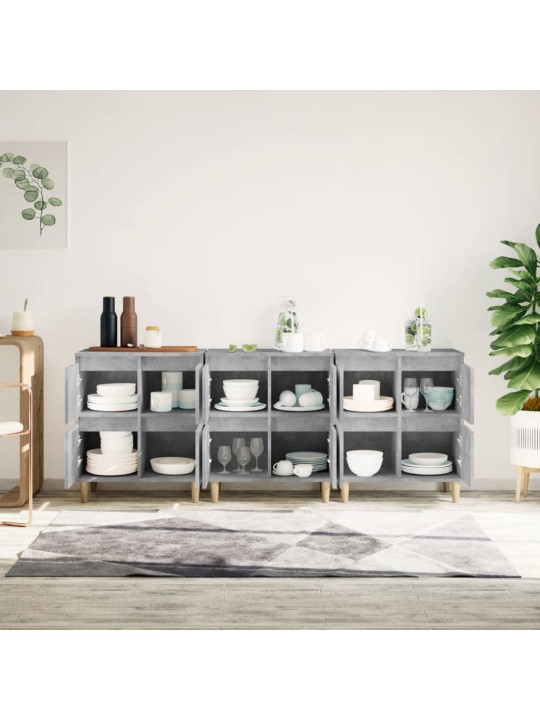 Příborníky 3 ks betonově šedé 60 x 35 x 70 cm kompozitní dřevo
