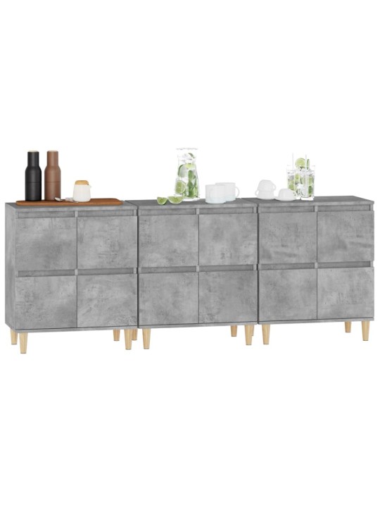 Příborníky 3 ks betonově šedé 60 x 35 x 70 cm kompozitní dřevo