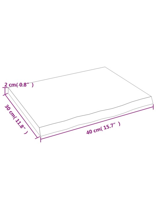 Koupelnová deska 40 x 30 x 2 cm neošetřené masivní dřevo