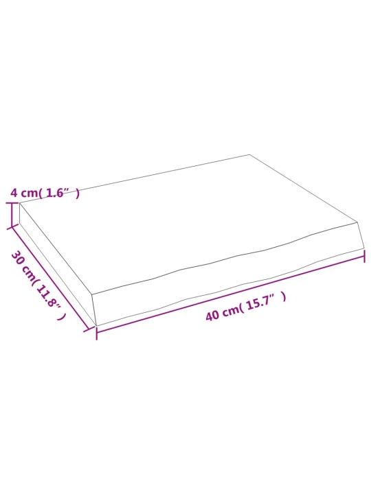 Koupelnová deska 40x30x(2-4) cm neošetřené masivní dřevo