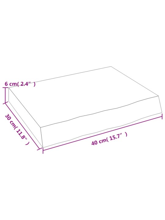 Koupelnová deska 40x30x(2-6) cm neošetřené masivní dřevo