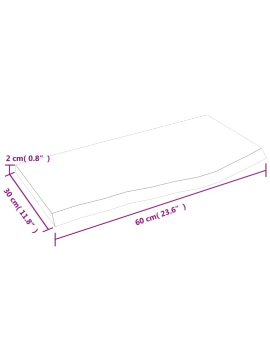 Koupelnová deska 60 x 30 x 2 cm neošetřené masivní dřevo