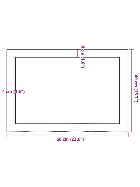 Koupelnová deska 60x40x(2-6) cm neošetřené masivní dřevo