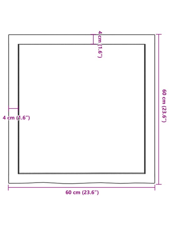 Koupelnová deska 60x60x(2-6) cm neošetřené masivní dřevo