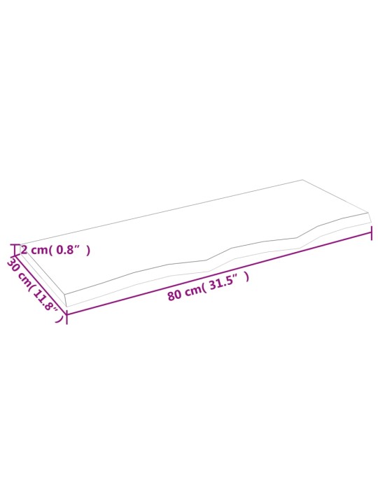 Koupelnová deska 80 x 30 x 2 cm neošetřené masivní dřevo