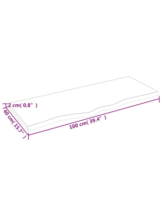 Koupelnová deska 100 x 40 x 2 cm neošetřené masivní dřevo