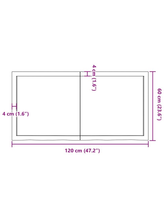 Koupelnová deska 120x60x(2-6) cm neošetřené masivní dřevo