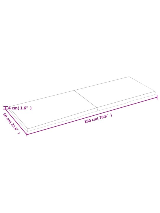 Koupelnová deska 180x60x(2-4) cm neošetřené masivní dřevo