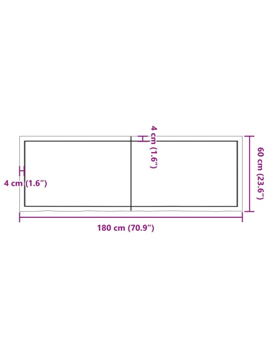 Koupelnová deska 180x60x(2-4) cm neošetřené masivní dřevo