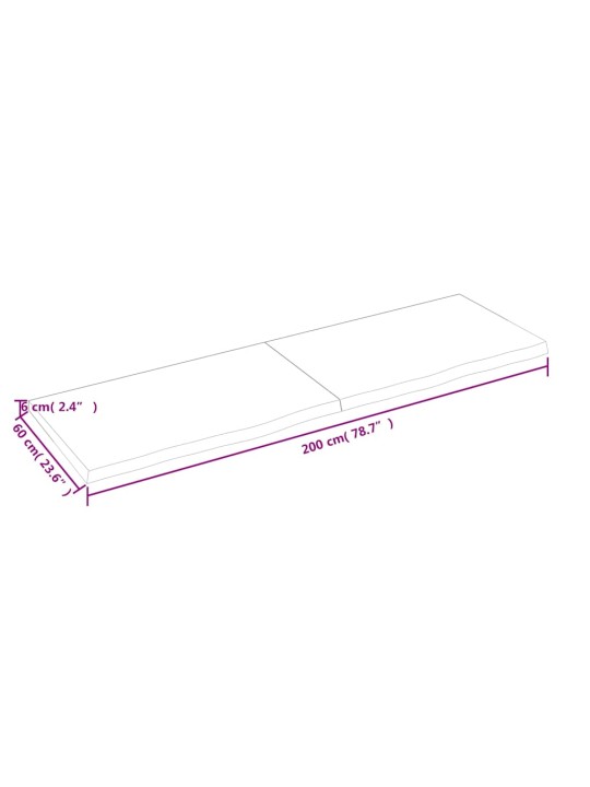 Koupelnová deska 200x60x(2-6) cm neošetřené masivní dřevo