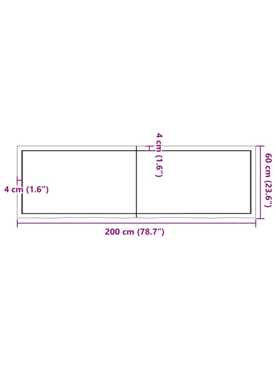 Koupelnová deska 200x60x(2-6) cm neošetřené masivní dřevo