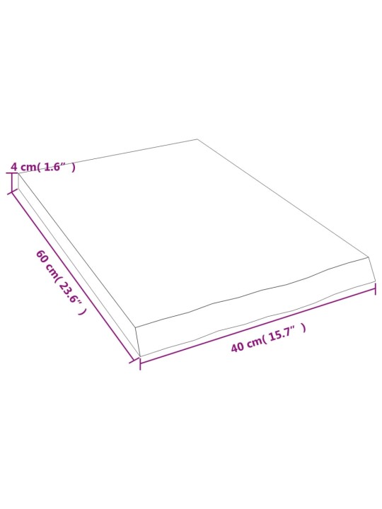 Koupelnová deska hnědá 40x60x(2-4) cm ošetřený masivní dřevo