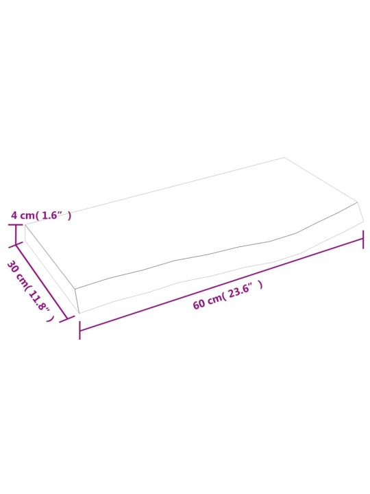 Koupelnová deska hnědá 60x30x(2-4) cm ošetřený masivní dřevo