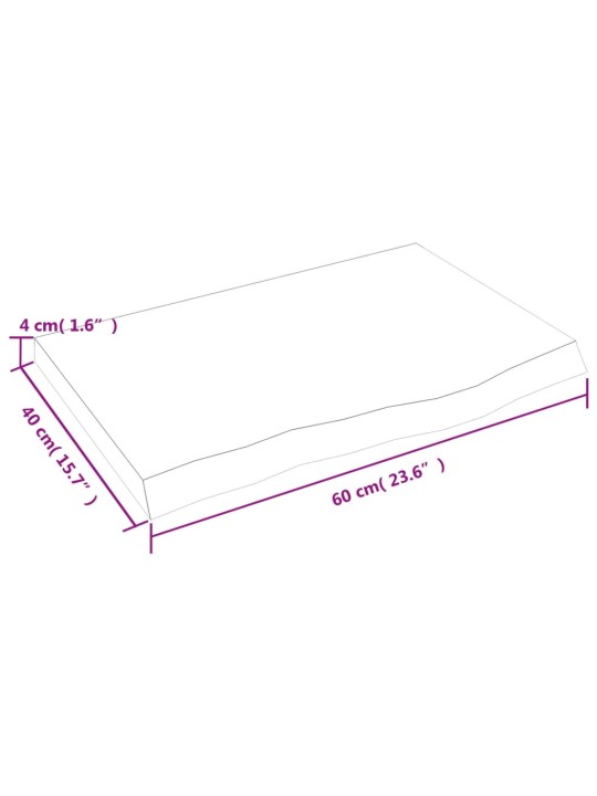 Koupelnová deska hnědá 60x40x(2-4) cm ošetřený masivní dřevo