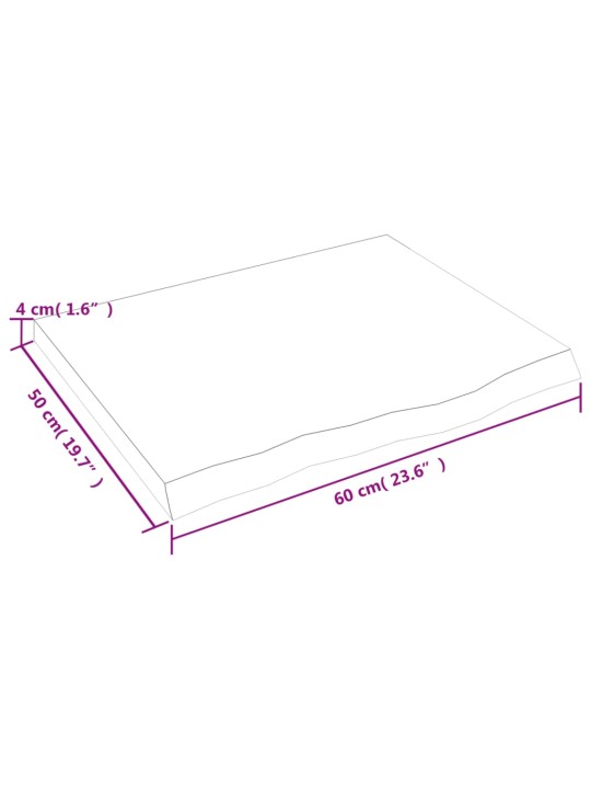 Koupelnová deska hnědá 60x50x(2-4) cm ošetřený masivní dřevo