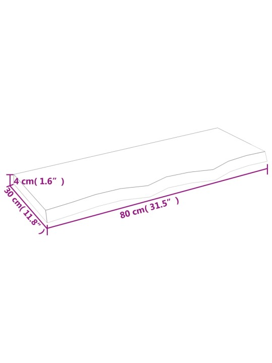 Koupelnová deska hnědá 80x30x(2-4) cm ošetřený masivní dřevo