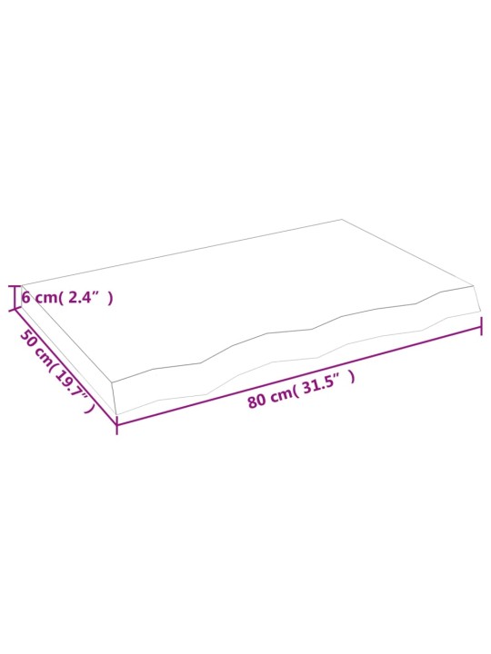 Koupelnová deska hnědá 80x50x(2-6) cm ošetřený masivní dřevo
