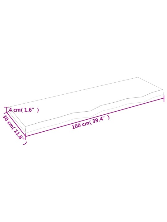 Koupelnová deska hnědá 100x30x(2-4) cm ošetřený masivní dřevo