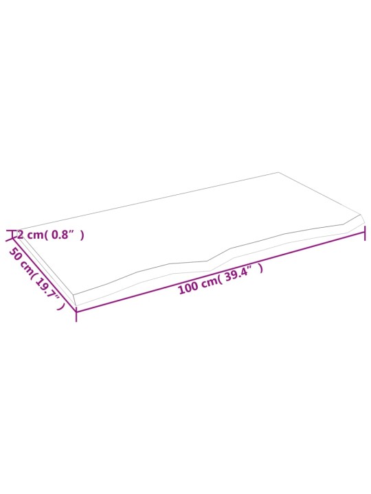 Koupelnová deska světle hnědá 100 x 50 x 2 cm ošetřený masiv