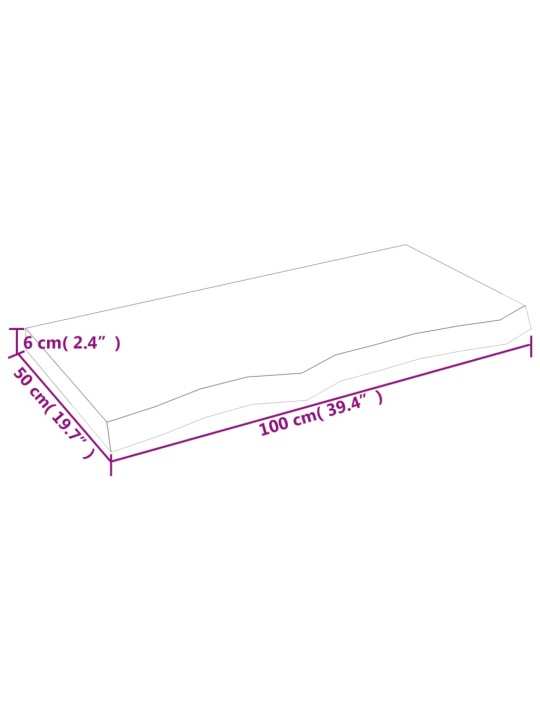 Koupelnová deska hnědá 100x50x(2-6) cm ošetřený masivní dřevo
