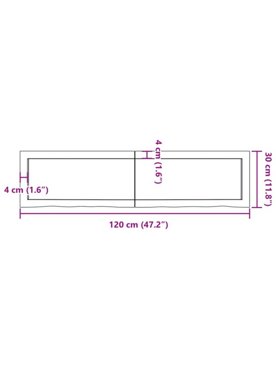 Koupelnová deska hnědá 120x30x(2-6) cm ošetřený masivní dřevo
