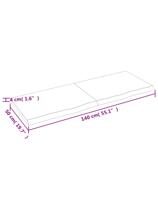 Koupelnová deska hnědá 140x50x(2-4) cm ošetřený masivní dřevo