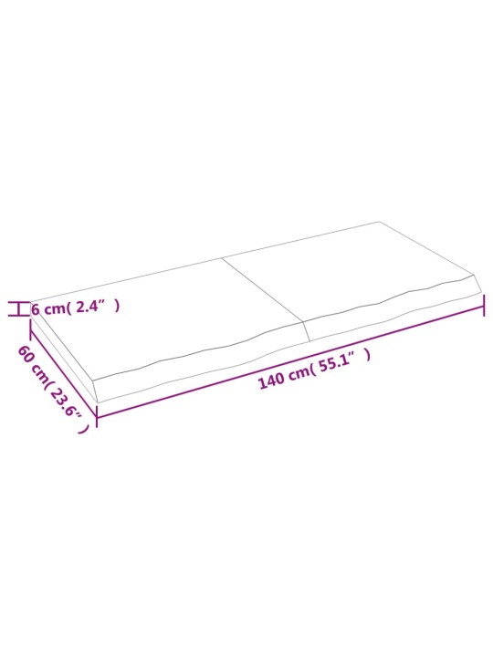Koupelnová deska hnědá 140x60x(2-6) cm ošetřený masivní dřevo