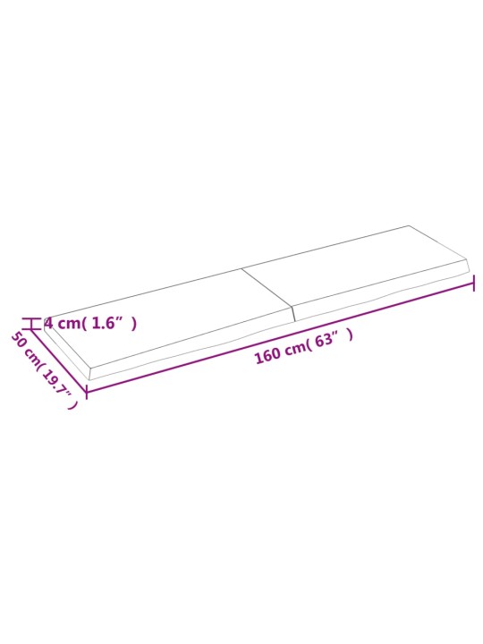 Koupelnová deska hnědá 160x50x(2-4) cm ošetřený masivní dřevo