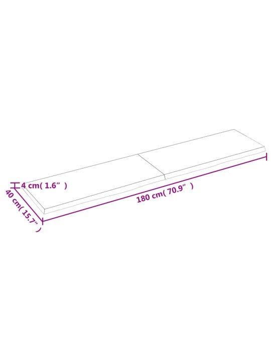 Koupelnová deska hnědá 180x40x(2-4) cm ošetřený masivní dřevo