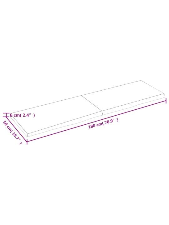 Koupelnová deska hnědá 180x50x(2-6) cm ošetřený masivní dřevo