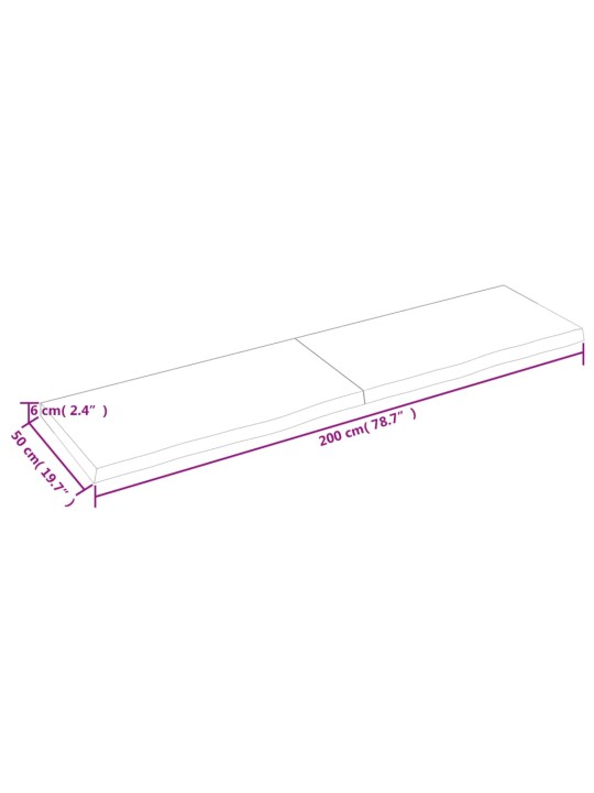 Koupelnová deska hnědá 200x50x(2-6) cm ošetřený masivní dřevo