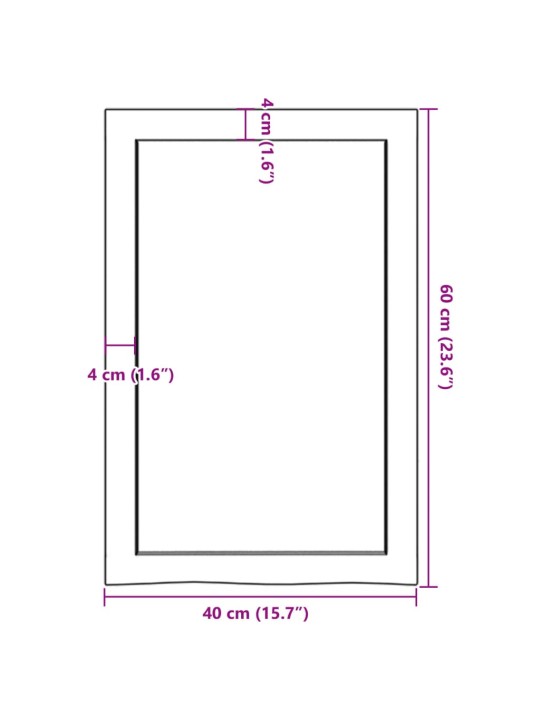 Koupelnová deska tmavě hnědá 40x60x(2-6) cm ošetřený masiv