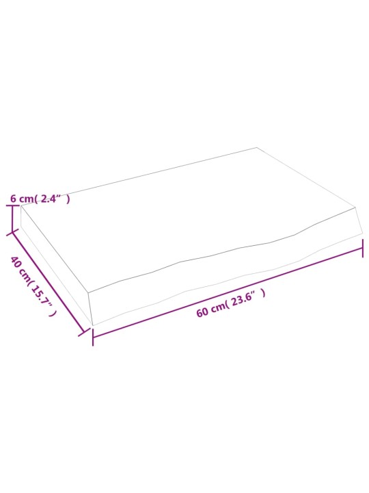 Koupelnová deska tmavě hnědá 60x40x (2-6) cm ošetřený masiv