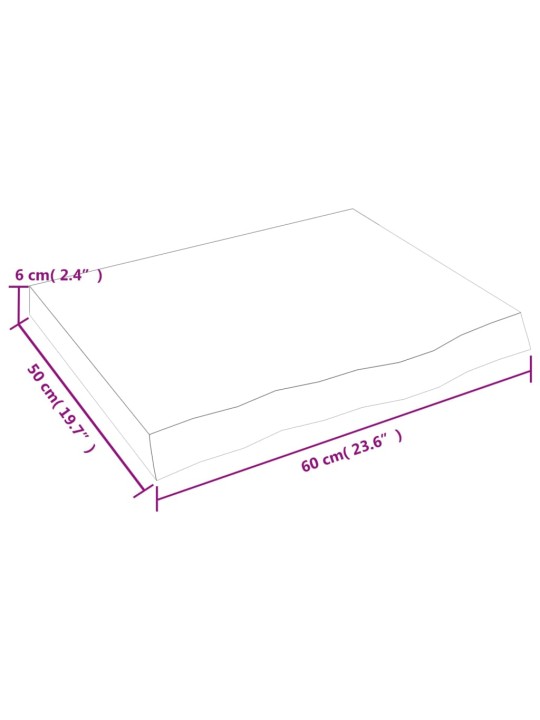 Koupelnová deska tmavě hnědá 60x50x(2-6) cm ošetřený masiv