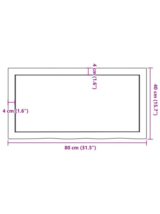 Koupelnová deska tmavě hnědá 80x40x(2-6) cm ošetřený masiv