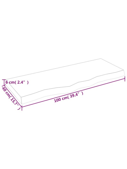Koupelnová deska tmavě hnědá 100x40x(2-6) cm ošetřený masiv