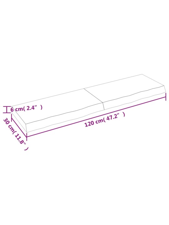 Koupelnová deska tmavě hnědá 120x30x(2-6) cm ošetřený masiv