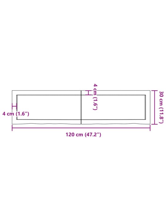 Koupelnová deska tmavě hnědá 120x30x(2-6) cm ošetřený masiv