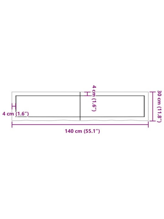Koupelnová deska tmavě hnědá 140x30x(2-6) cm ošetřený masiv