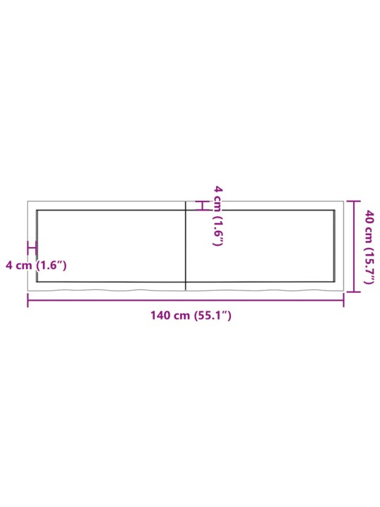 Koupelnová deska tmavě hnědá 140x40x(2-6) cm ošetřený masiv