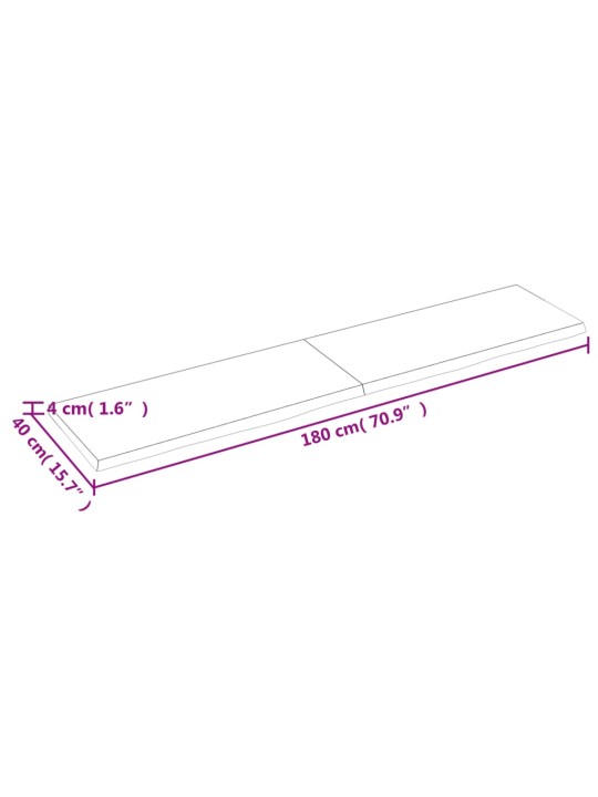 Koupelnová deska tmavě hnědá 180x40x(2-4) cm ošetřený masiv