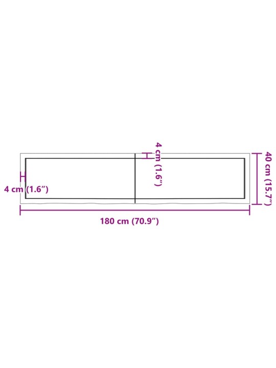 Koupelnová deska tmavě hnědá 180x40x(2-4) cm ošetřený masiv