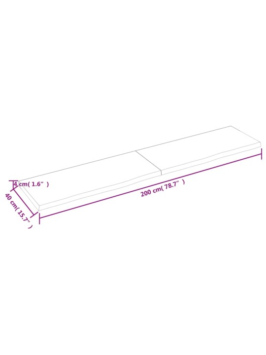 Koupelnová deska tmavě hnědá 200x40x(2-4) cm ošetřený masiv