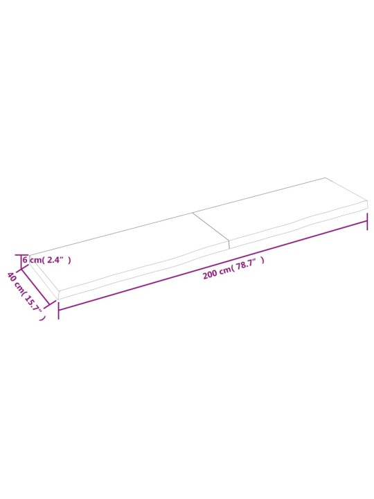 Koupelnová deska tmavě hnědá 200x40x(2-6) cm ošetřený masiv