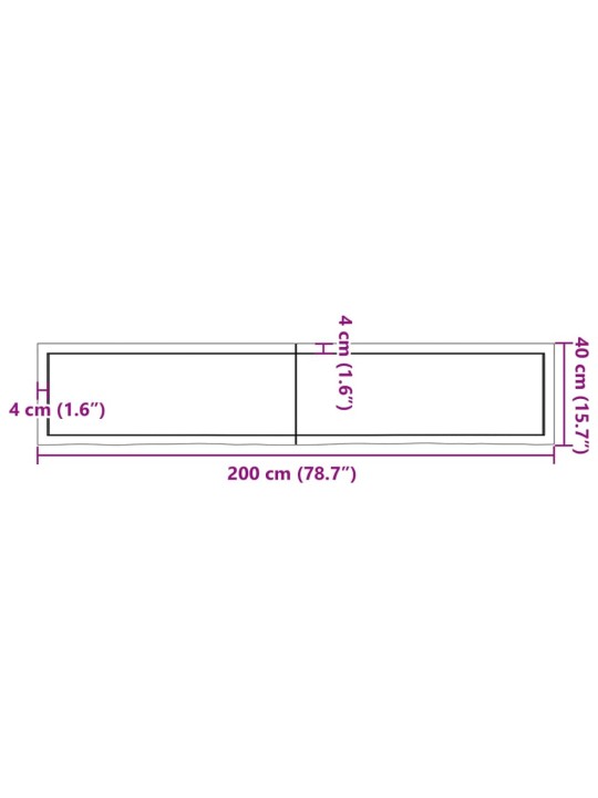 Koupelnová deska tmavě hnědá 200x40x(2-6) cm ošetřený masiv