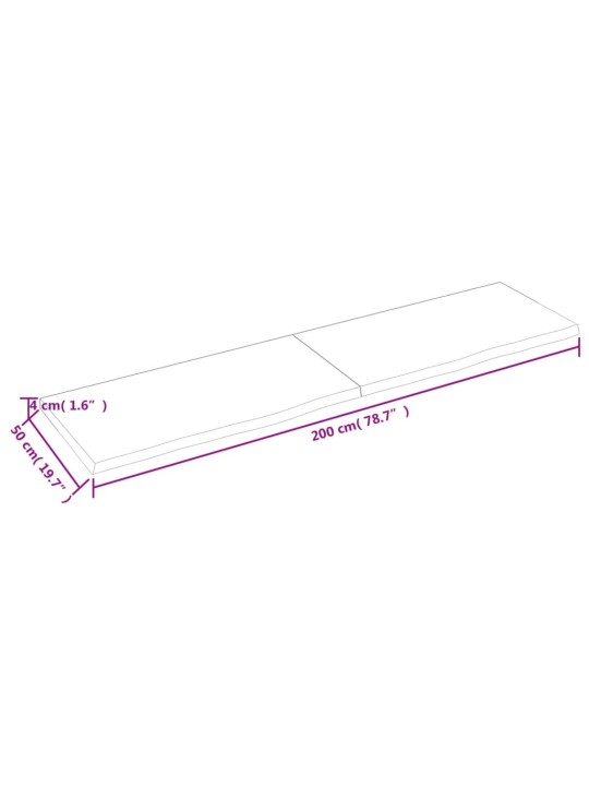 Koupelnová deska tmavě hnědá 200x50x(2-4) cm ošetřený masiv